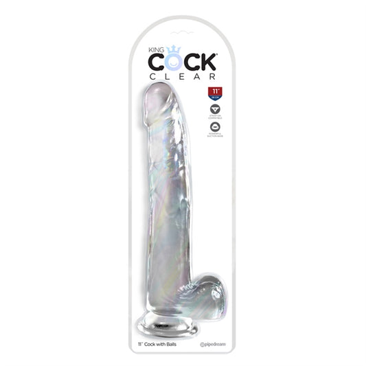 King Cock Clear11" With Balls - Clear