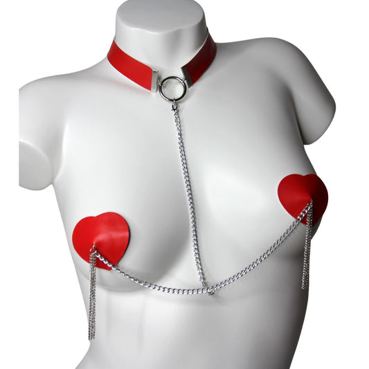Nipplicious - Cache-tétons et collier Dominatrix - Rouge