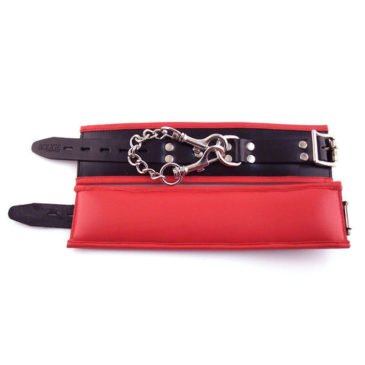 Rouge - Menottes rembourrées en cuir - Noir/Rouge