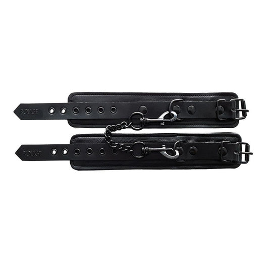 Rouge - Menottes en cuir - Noir/Noir