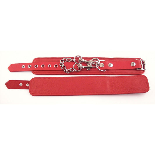 Rouge - Leather Ankle Cuffs - Red