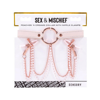 S&M - Peaches 'N Creame Collar with Nipple Clamps
