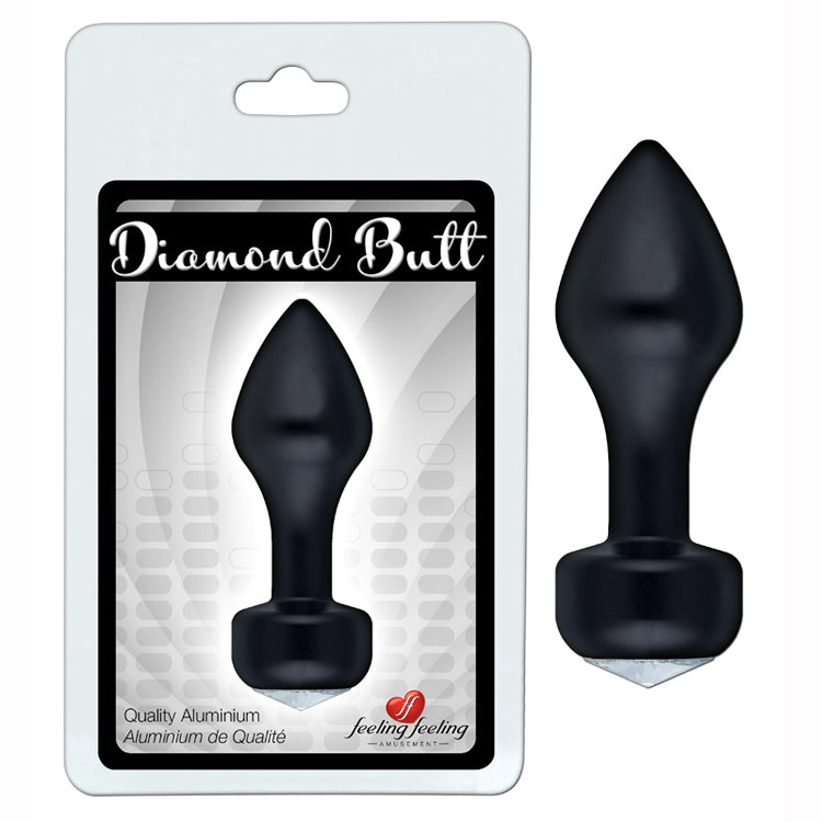 DIAMOND BUTT PLUG ALUMINIUM  83MM X 30MM BLACK