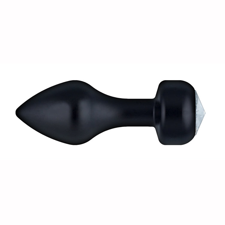 DIAMOND BUTT PLUG ALUMINIUM  83MM X 30MM BLACK