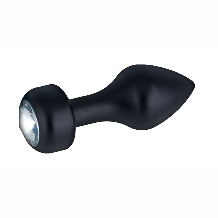 DIAMOND BUTT PLUG ALUMINIUM  83MM X 30MM BLACK