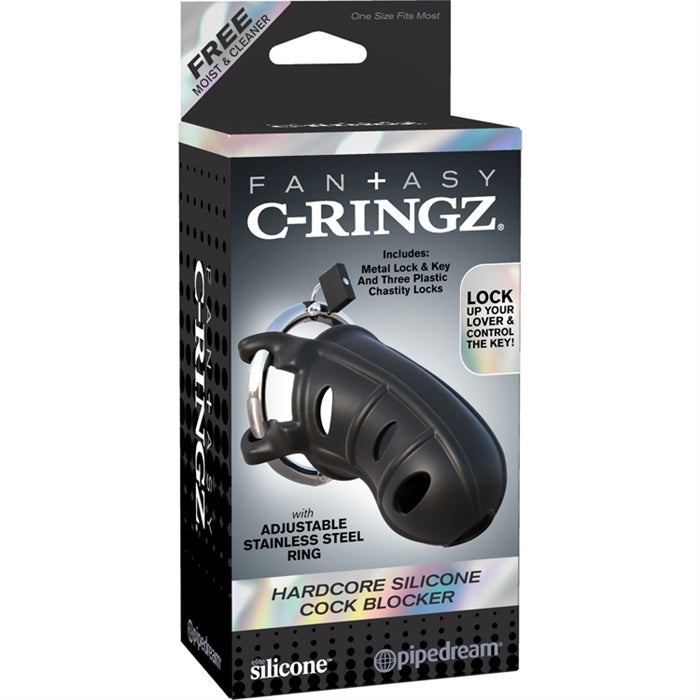 C-RINGZ HARDCORE SILICONE COCK BLOCKER BLACK