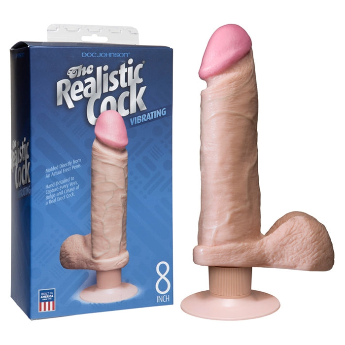 VIBRATING REALISTIC COCK 8" FLESH
