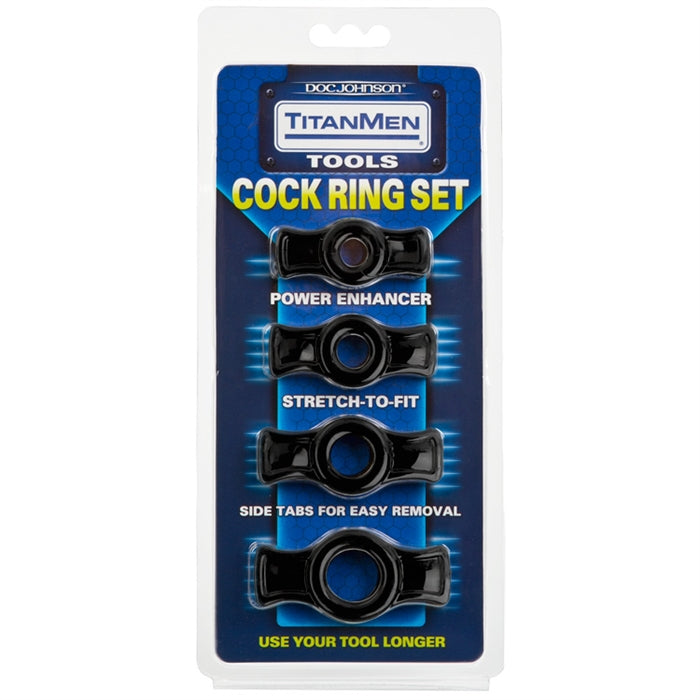 TITANMEN TOOLS COCK RING SET BLACK