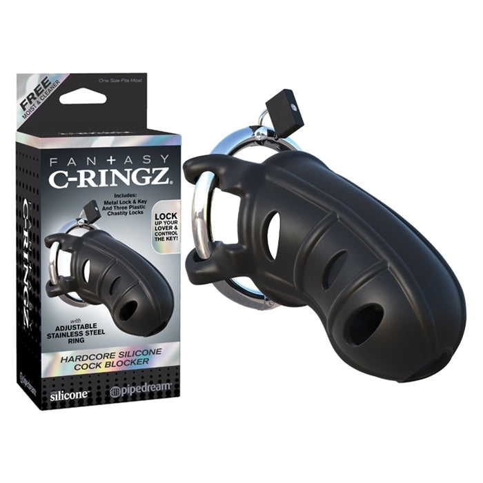 C-RINGZ HARDCORE SILICONE COCK BLOCKER BLACK