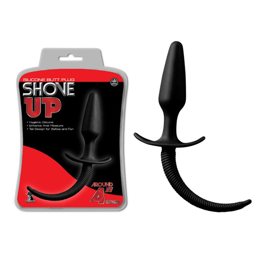 SHOVE UP SILICONE BUTT PLUG 4PO BLACK