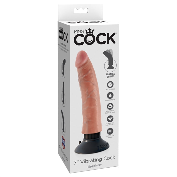 KING COCK  7" VIBRATING FLESH