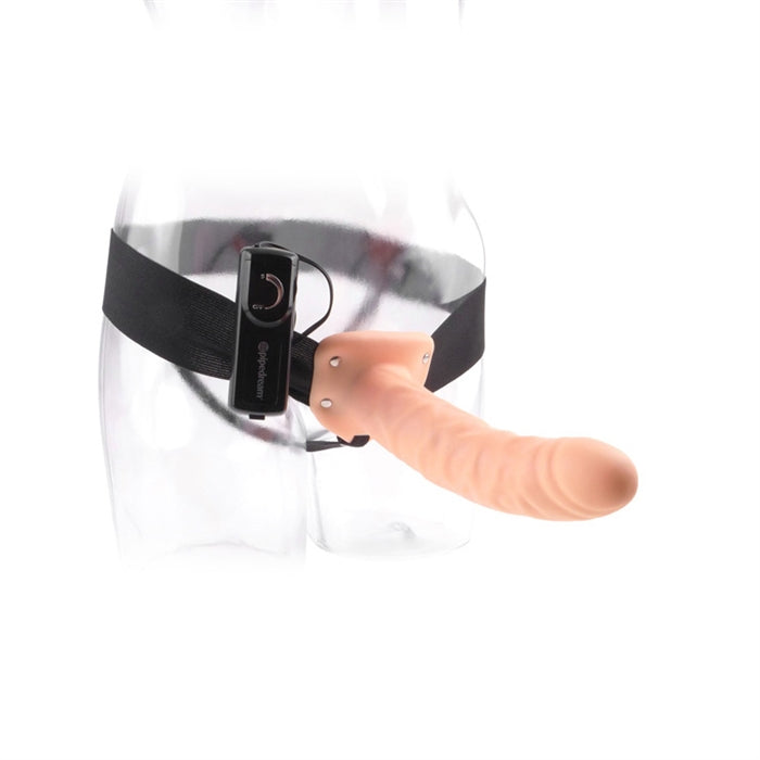 FFS 8" VIBRATING HOLLOW STRAP-ON - FLESH