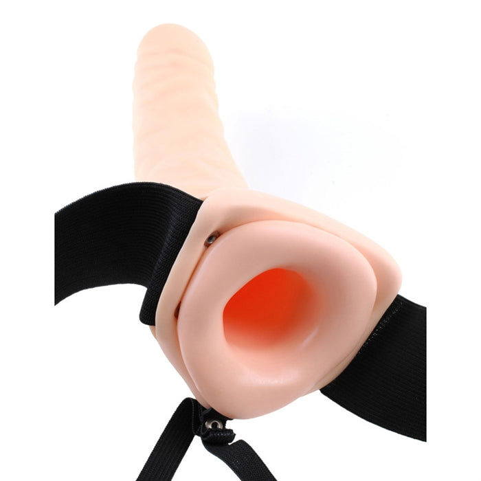 FFS 8" VIBRATING HOLLOW STRAP-ON - FLESH