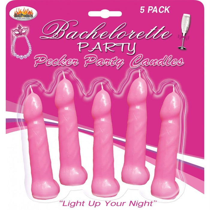 BACHELORETTE PECKER PARTY PINK CANDLES 5PK