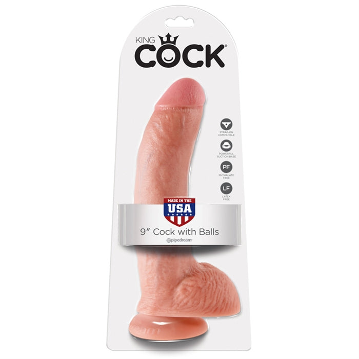 King Cock  9" Cock with Balls - Flesh