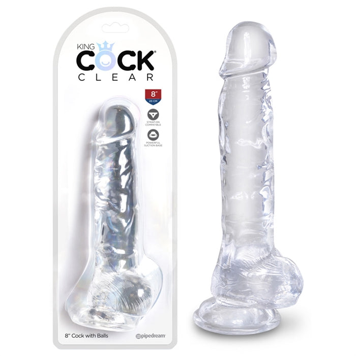 King Cock Clear 8" Cock with Balls
