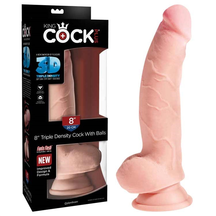 King Cock Plus 8" Triple Density Fat Cock with Bal