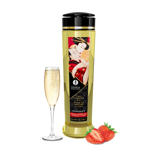 SHUNGA ROMANCE MASSAGE OIL SPARKLING STRAWBERRY WI