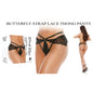 BUTTERFLY STRAP LACE THONG PANTY, BLACK