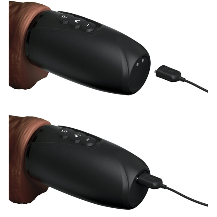King Cock 7.5" Thrusting Cock With Balls - Brown