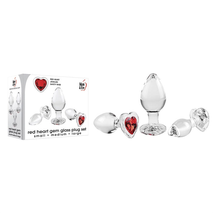 Red Heart Gem Glass Plug Set