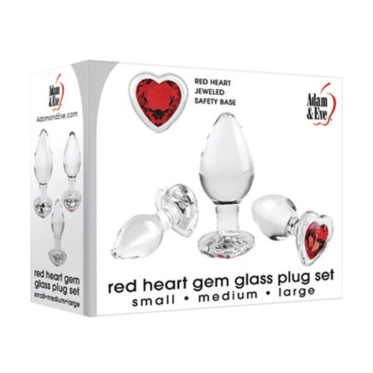 Red Heart Gem Glass Plug Set