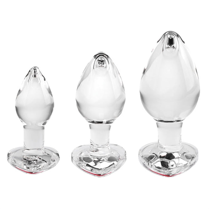 Red Heart Gem Glass Plug Set