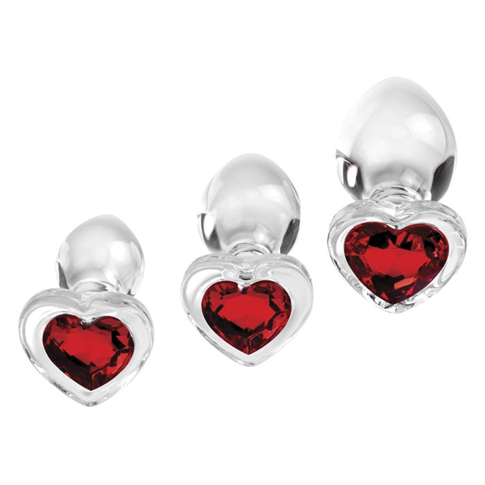 Red Heart Gem Glass Plug Set