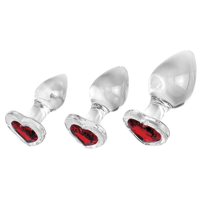 Red Heart Gem Glass Plug Set