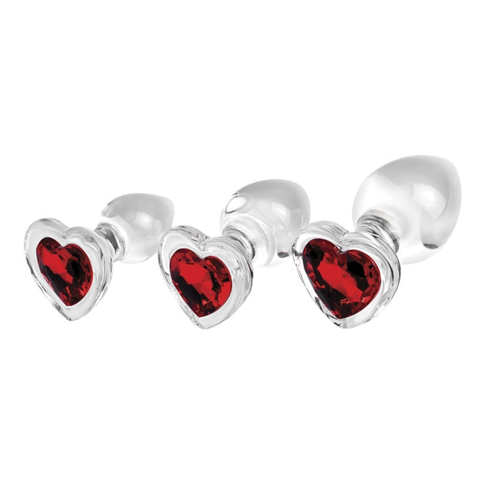 Red Heart Gem Glass Plug Set