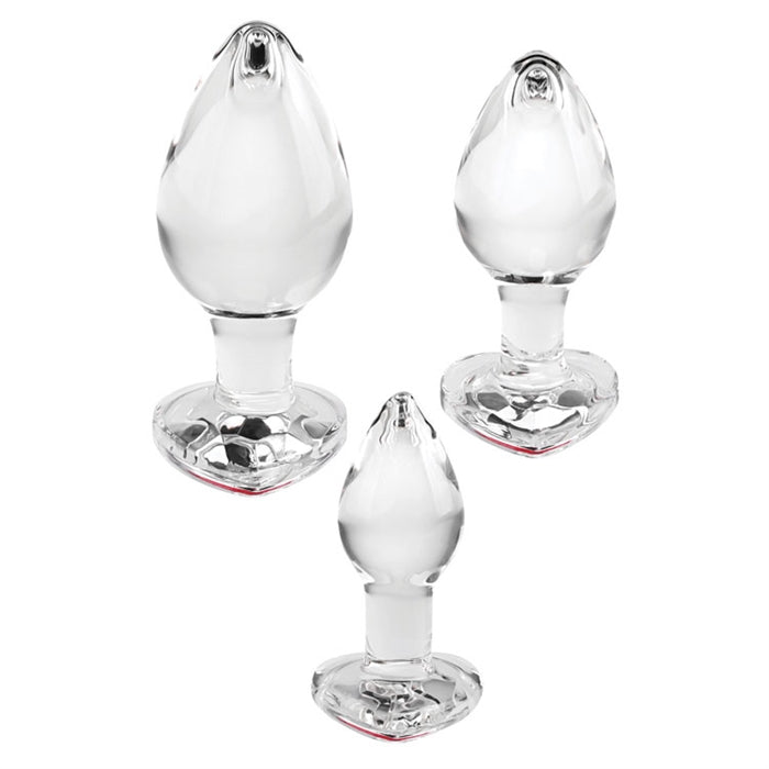 Red Heart Gem Glass Plug Set