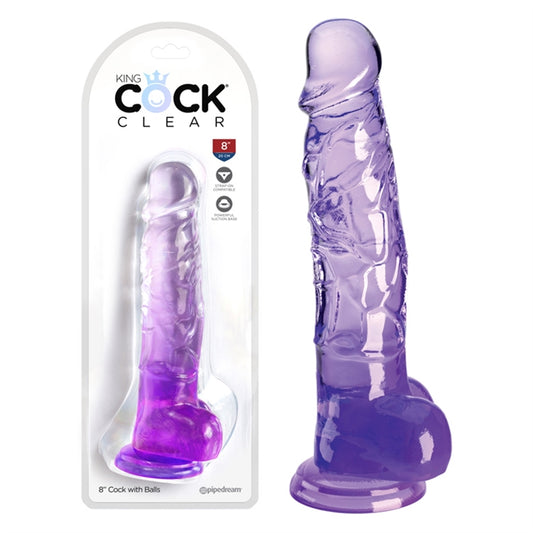 King Cock Clear 8" Cock with Balls