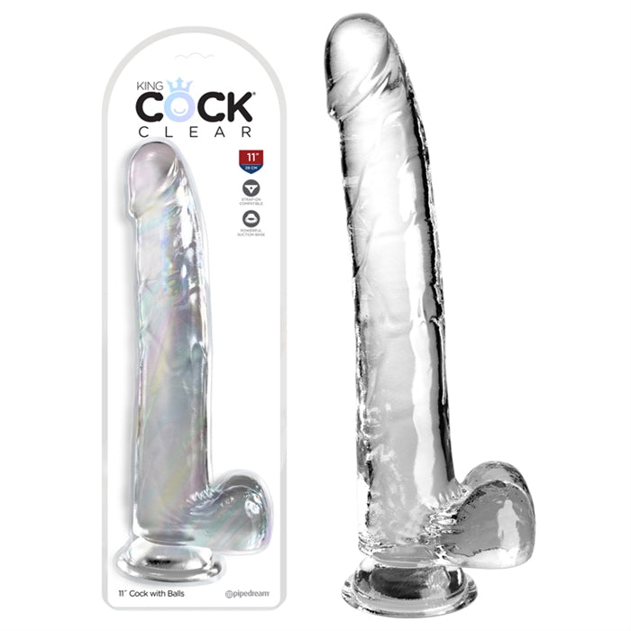 King Cock Clear11" With Balls - Clear