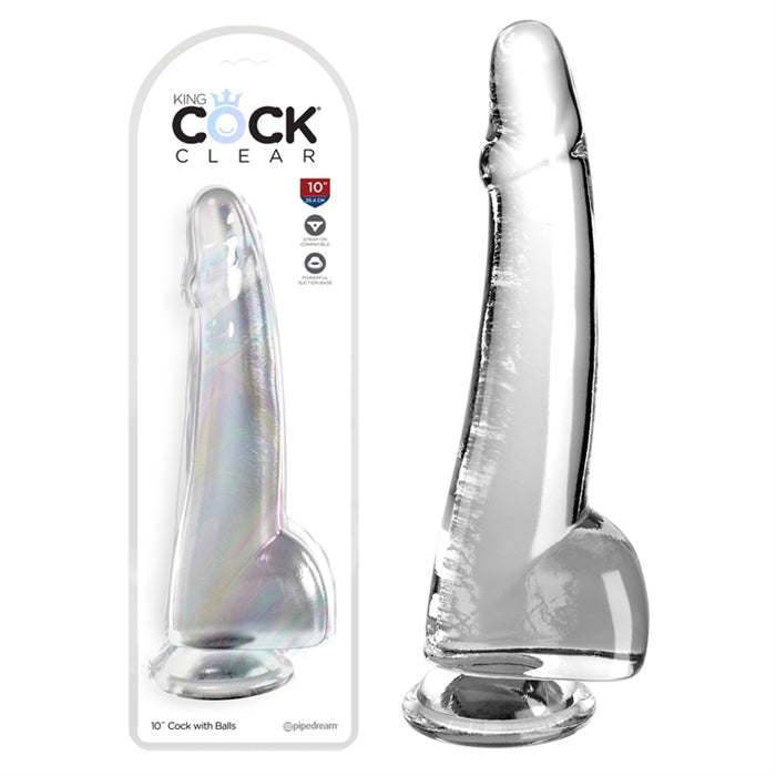 King Cock Clear10" With Balls - Pink