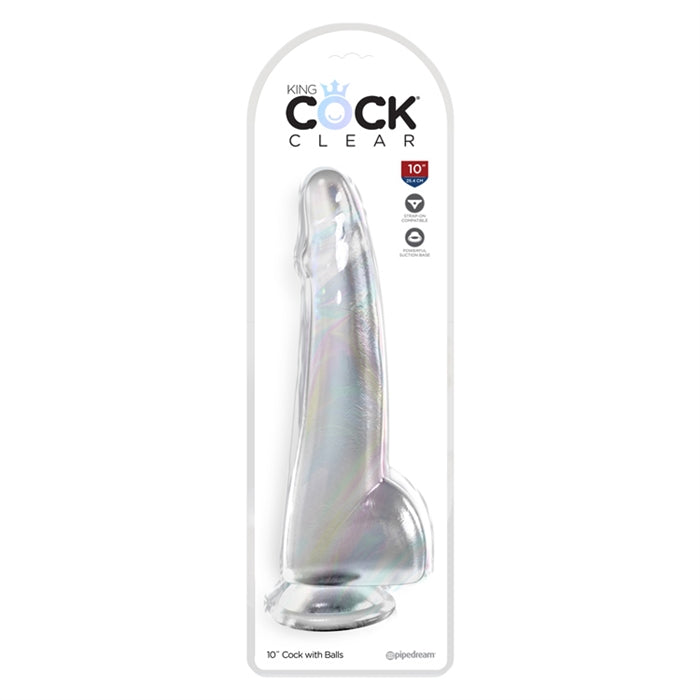 King Cock Clear10" With Balls - Clear