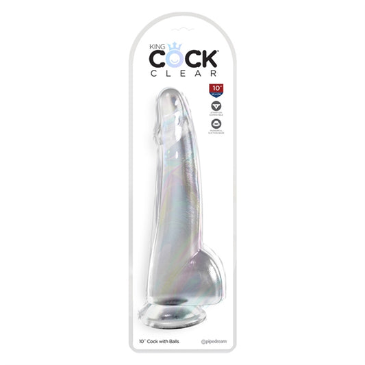 King Cock Clear10" With Balls - Clear