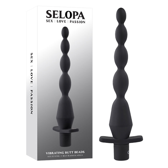 Vibrating Butt Beads - Silicone Rechargeable Black