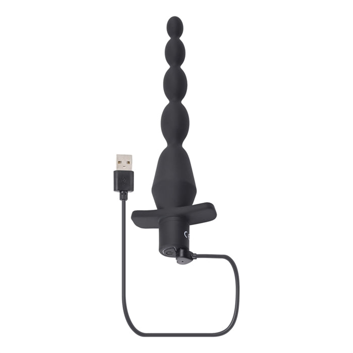 Vibrating Butt Beads - Silicone Rechargeable Black