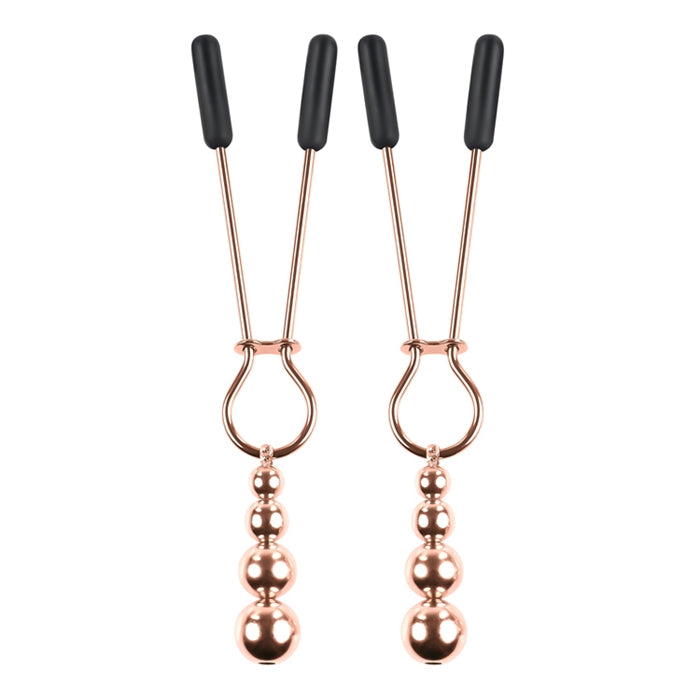 Beaded Nipple Clamps - Rose Gold