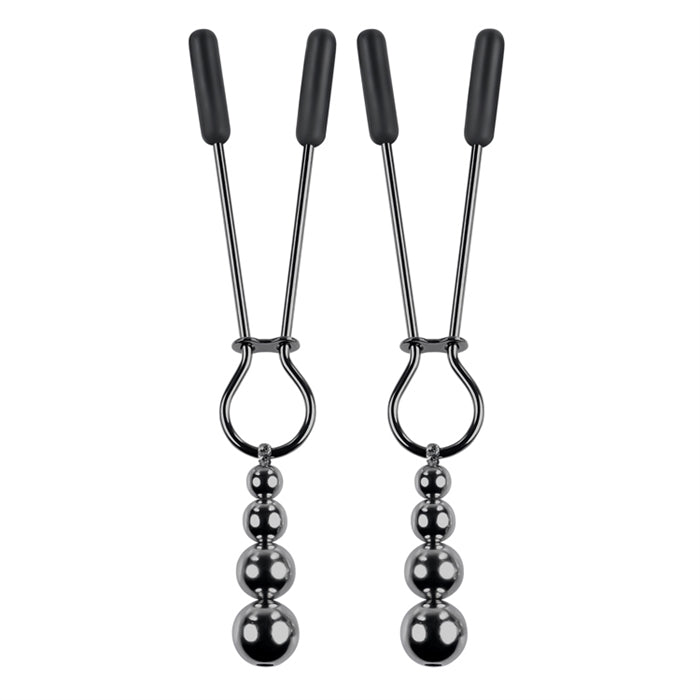 Beaded Nipple Clamps - Black Chrome