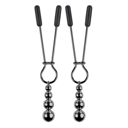 Beaded Nipple Clamps - Black Chrome
