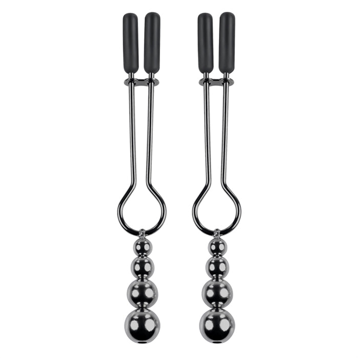 Beaded Nipple Clamps - Black Chrome
