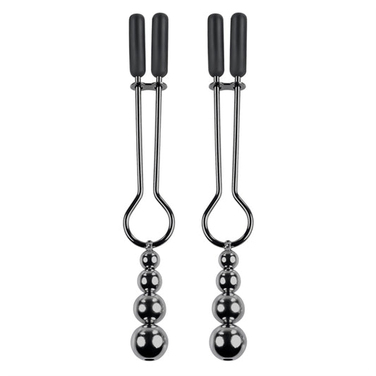 Beaded Nipple Clamps - Black Chrome
