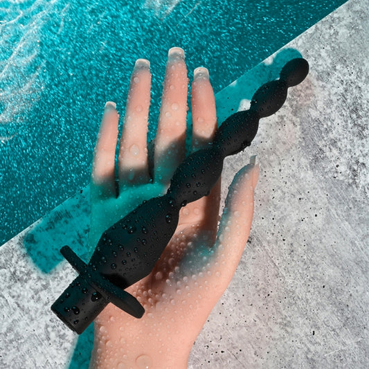 Vibrating Butt Beads - Silicone Rechargeable Black