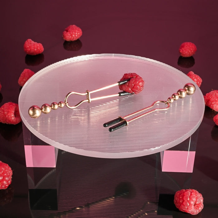 Beaded Nipple Clamps - Rose Gold