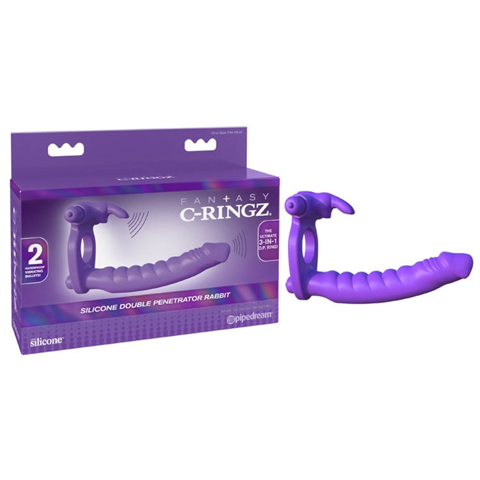 C-RINGZ SILICONE DOUBLE PENETRATOR RABBIT PURPLE