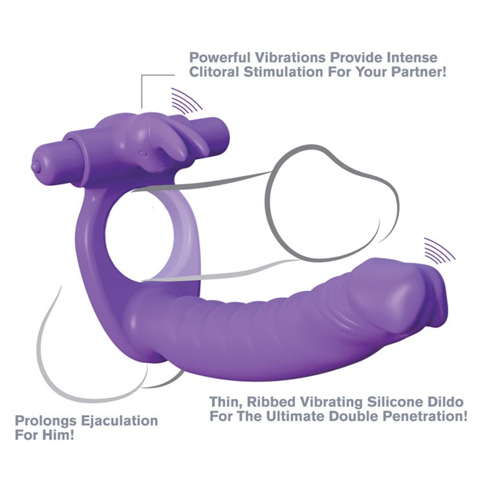 C-RINGZ SILICONE DOUBLE PENETRATOR RABBIT PURPLE