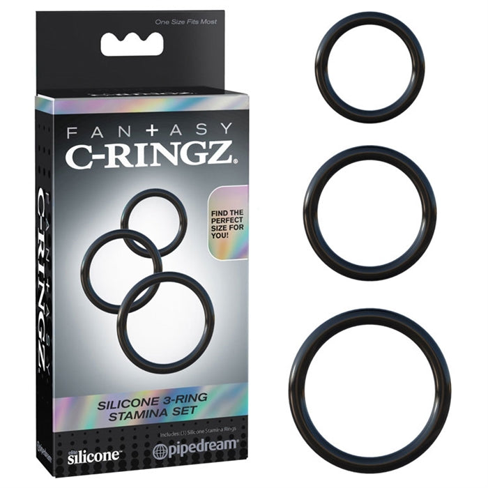 C-RINGZ SILICONE 3-RING STAMINA SET BLACK