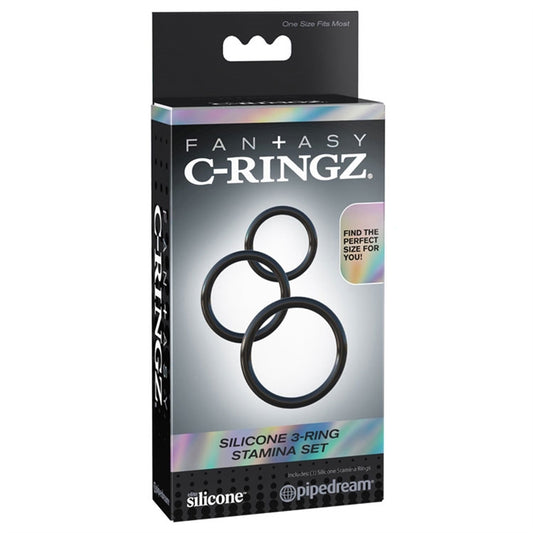 C-RINGZ SILICONE 3-RING STAMINA SET BLACK