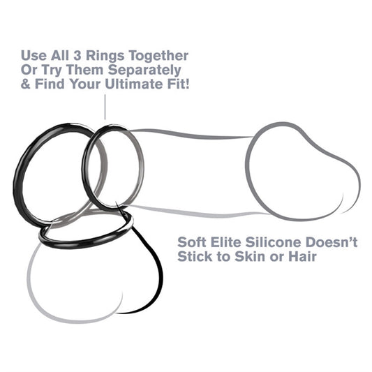 C-RINGZ SILICONE 3-RING STAMINA SET BLACK